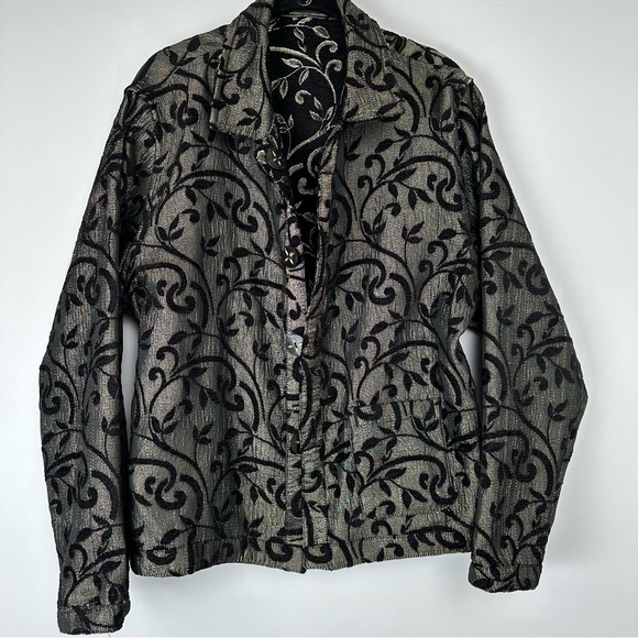 Parsley And Sage Women’s Reversible Jacket Size XL Black Gold Tapestry Jacquard - Picture 13 of 13